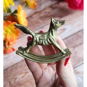 Vintage Solid Brass Rocking Horse Figurine Small 2.5" x 3"